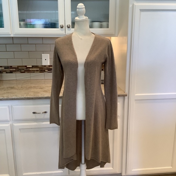 Cashmere Tan Women's Sweater Open Front Cardigan by Neiman Marcus Size Small - Picture 1 of 8